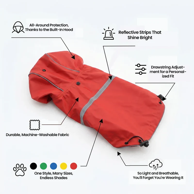 Manteau Imperméable Chien Capuche Réfléchissant Doublure Carreaux