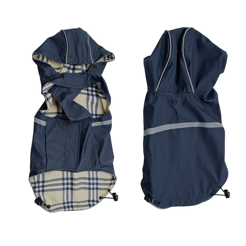 Manteau Imperméable Chien Capuche Réfléchissant Doublure Carreaux