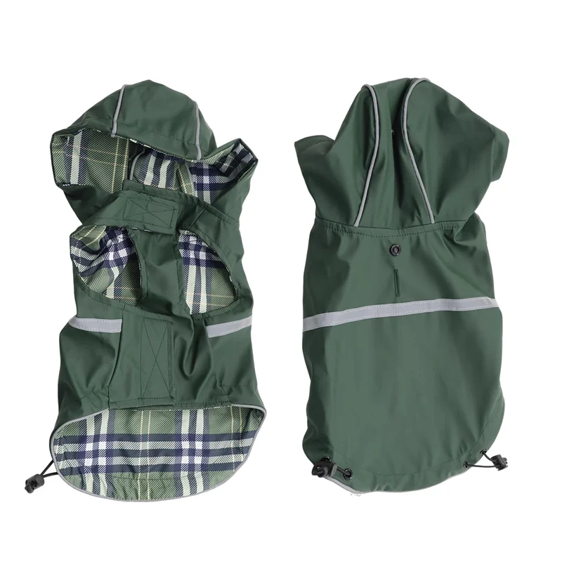 Manteau Imperméable Chien Capuche Réfléchissant Doublure Carreaux
