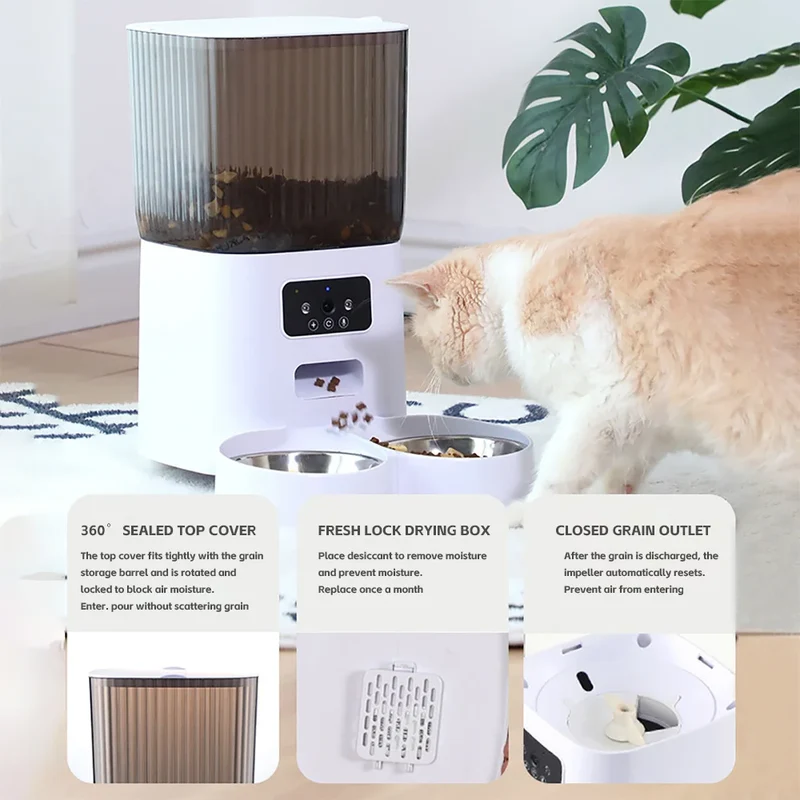 Distributeur de Croquettes 5 L Double Bol Caméra ou WiFi