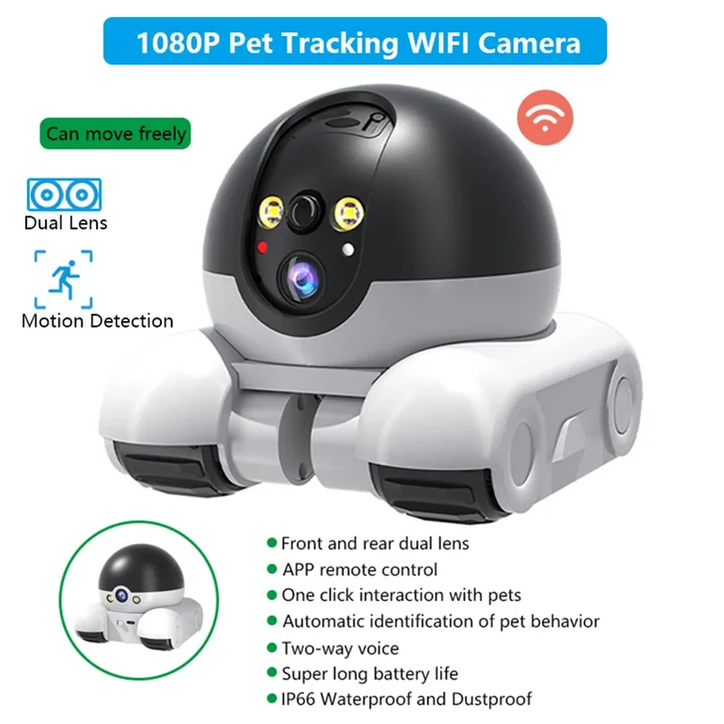 Caméra pour Chien Robot Mobile 1080P WiFi Application Télécommande