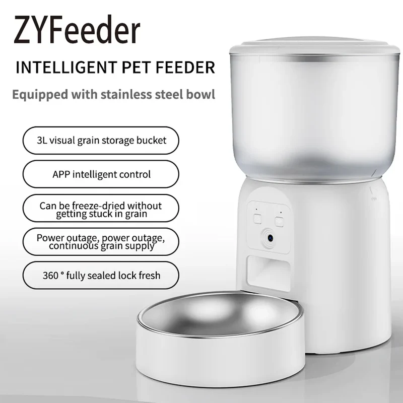 Distributeur de Croquettes Chien Caméra 3 L Inox Connecté