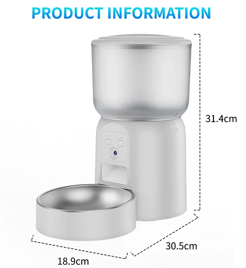 Distributeur de Croquettes Chien Caméra 3 L Inox Connecté