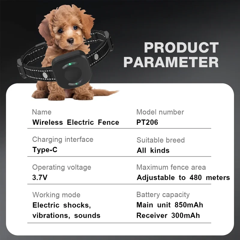 Clôture Électronique Sans Fil pour Chien 480 m Rechargeable