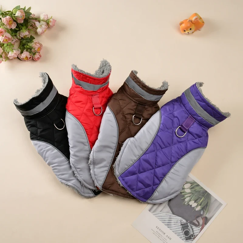 Manteau Imperméable Doublure Polaire Épaisse Col Haut Grand Chien