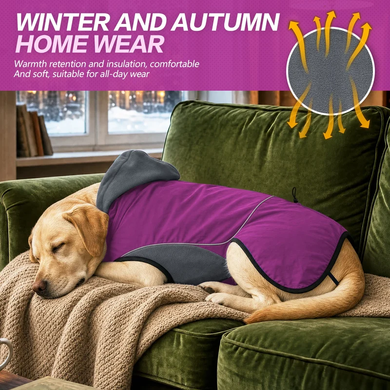 Manteau Imperméable Coupe-Vent Capuche Doublé Polaire Grand Chien