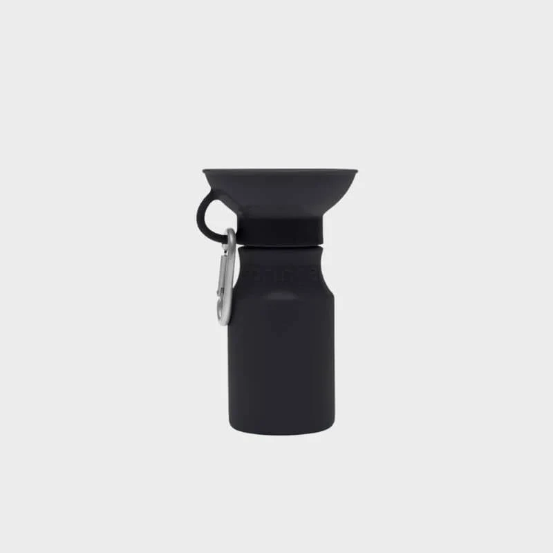 PETITE GOURDE PORTABLE POUR CHIEN AVEC RÉSERVOIR D'EAU - NOIR (TAILLE M - 440ML)
