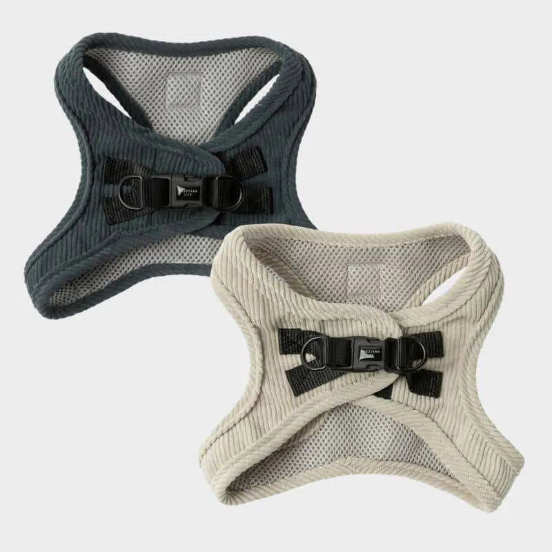 HARNAIS STEP IN POUR CHIEN EN VELOURS CÔTELÉ - GRIS ANTHRACITE OU BEIGE