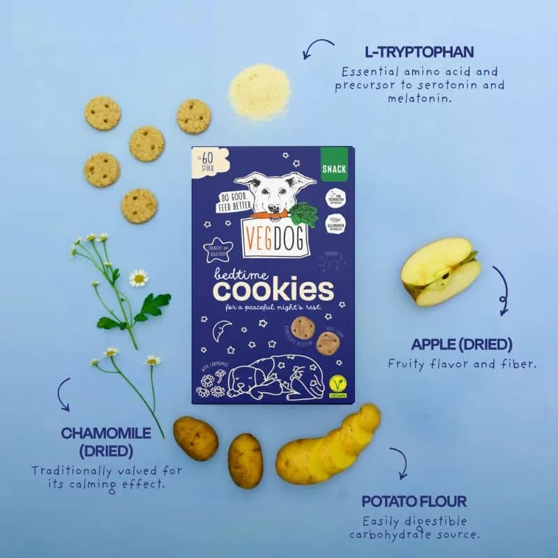 BISCUITS VEGAN AVEC CAMOMILLE POUR CHIEN - BEDTIME COOKIES 😴