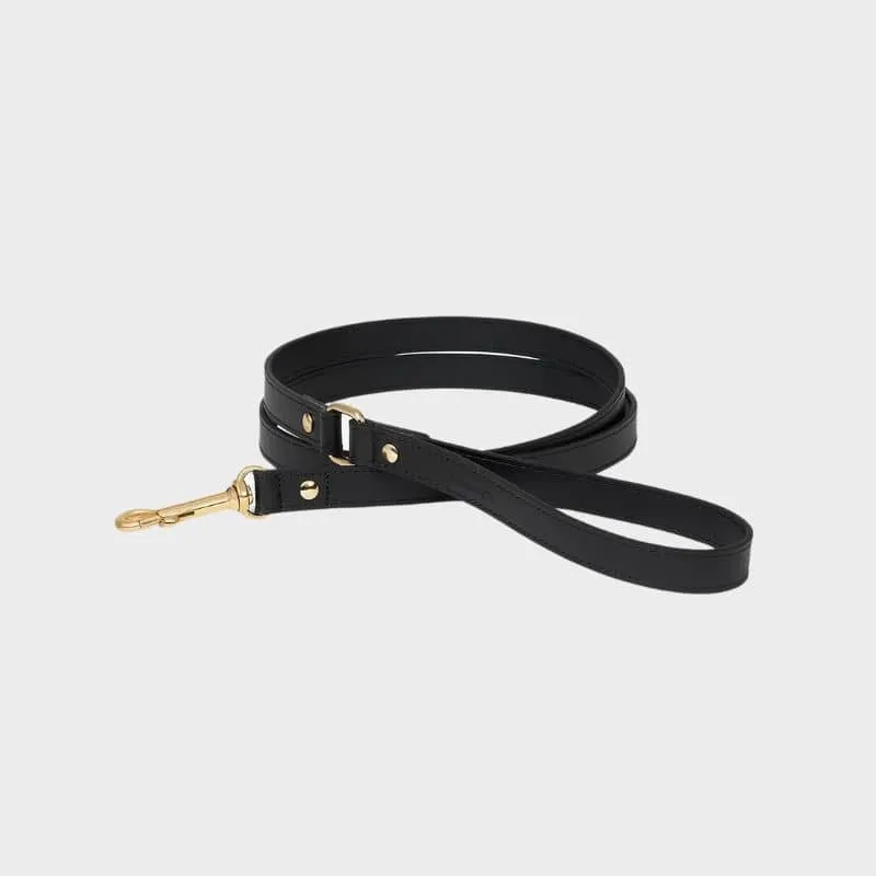 LAISSE EN CUIR POUR CHIEN - NOIR
