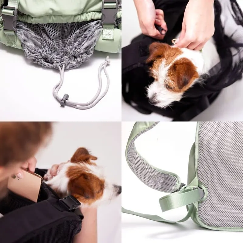 SAC DE TRANSPORT POUR CHIEN POUVANT ÊTRE PORTÉ À L’AVANT OU AU DOS - VERT MENTHE