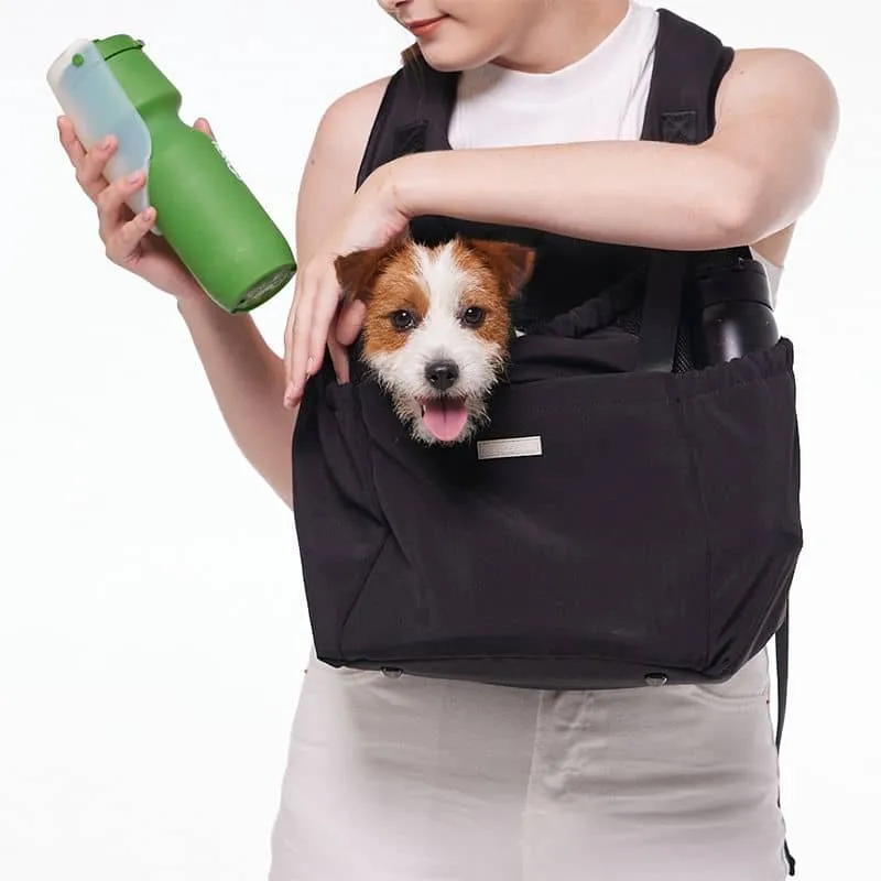 SAC DE TRANSPORT POUR CHIEN POUVANT ÊTRE PORTÉ À L’AVANT OU AU DOS - NOIR