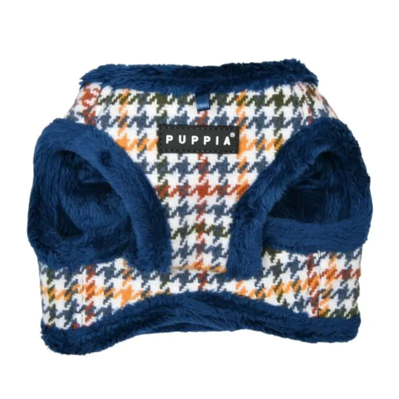 HARNAIS VESTE POUR CHIEN (ET CHAT) FOURRURE - LAINAGE PIED DE POULE BLEU "KENT"