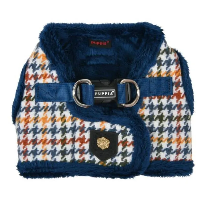 HARNAIS VESTE POUR CHIEN (ET CHAT) FOURRURE - LAINAGE PIED DE POULE BLEU "KENT"