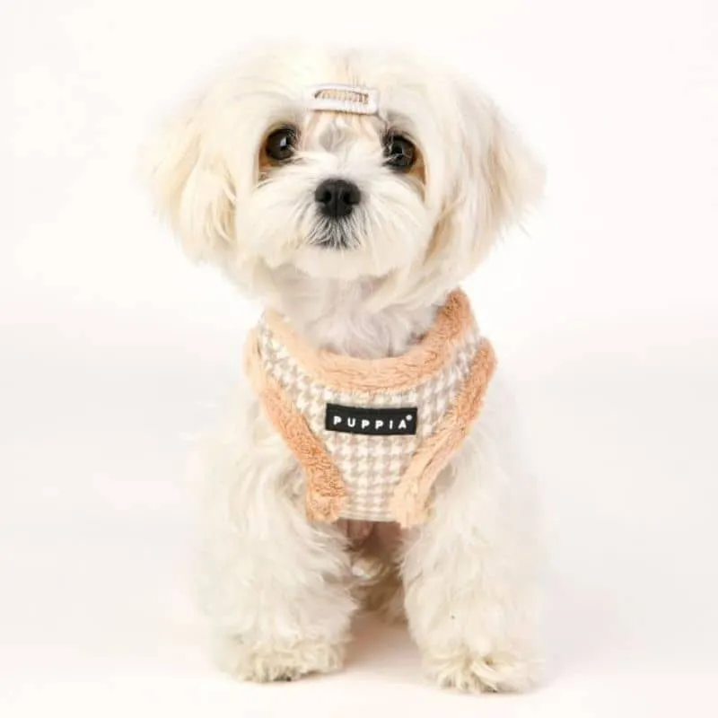 HARNAIS VESTE POUR CHIEN (ET CHAT) FOURRURE - PIED DE POULE BEIGE "SHEPHERD"