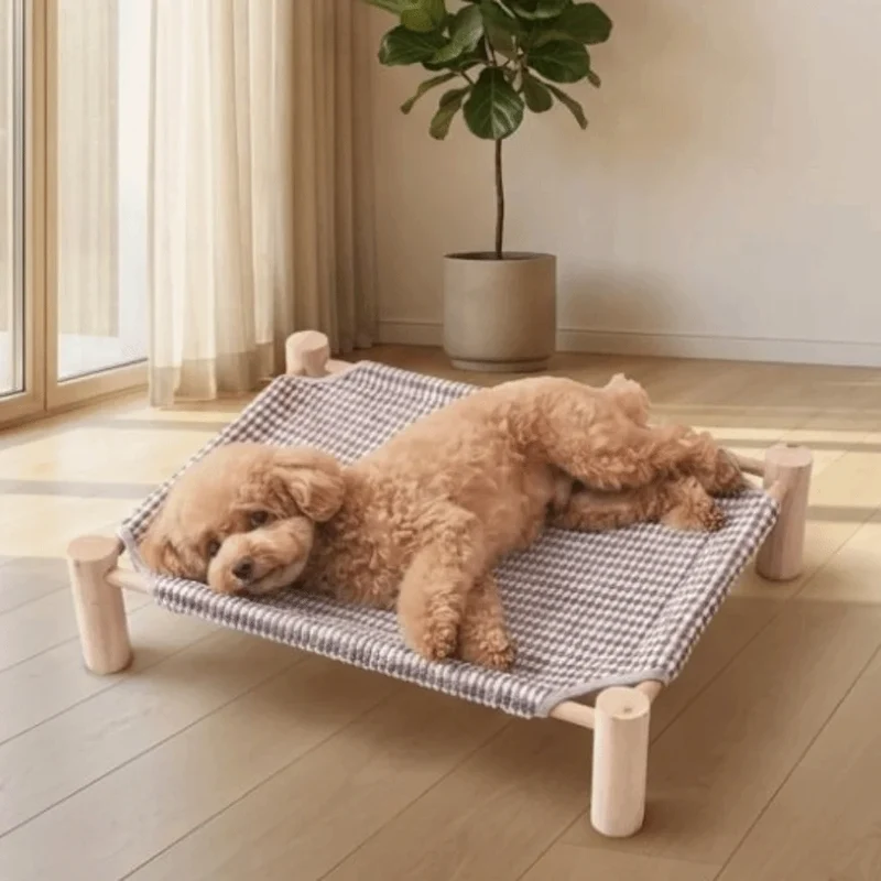 Lit Surélevé Bois Petit Chien Détachable 60x48 cm