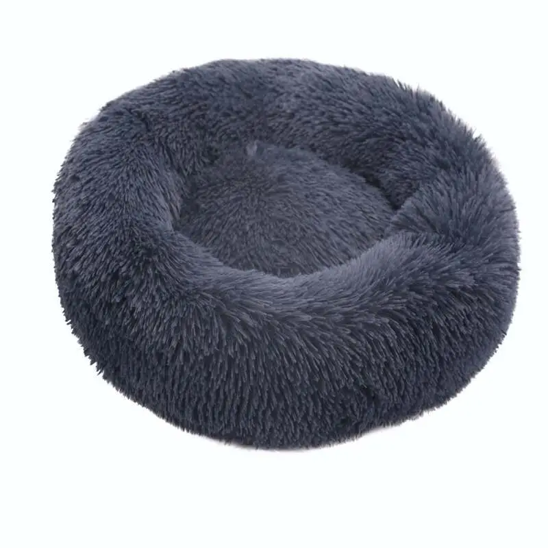 Panier Rond Fausse Fourrure Gris Lavable Grand Chien