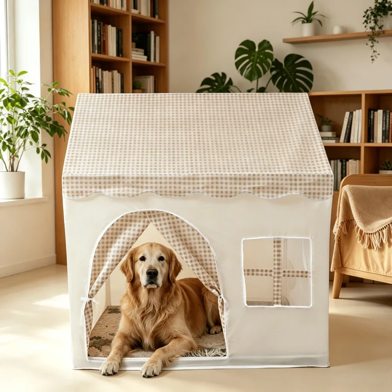 Tente pour Chien Grande Taille Niche Pliable Portes Enroulables