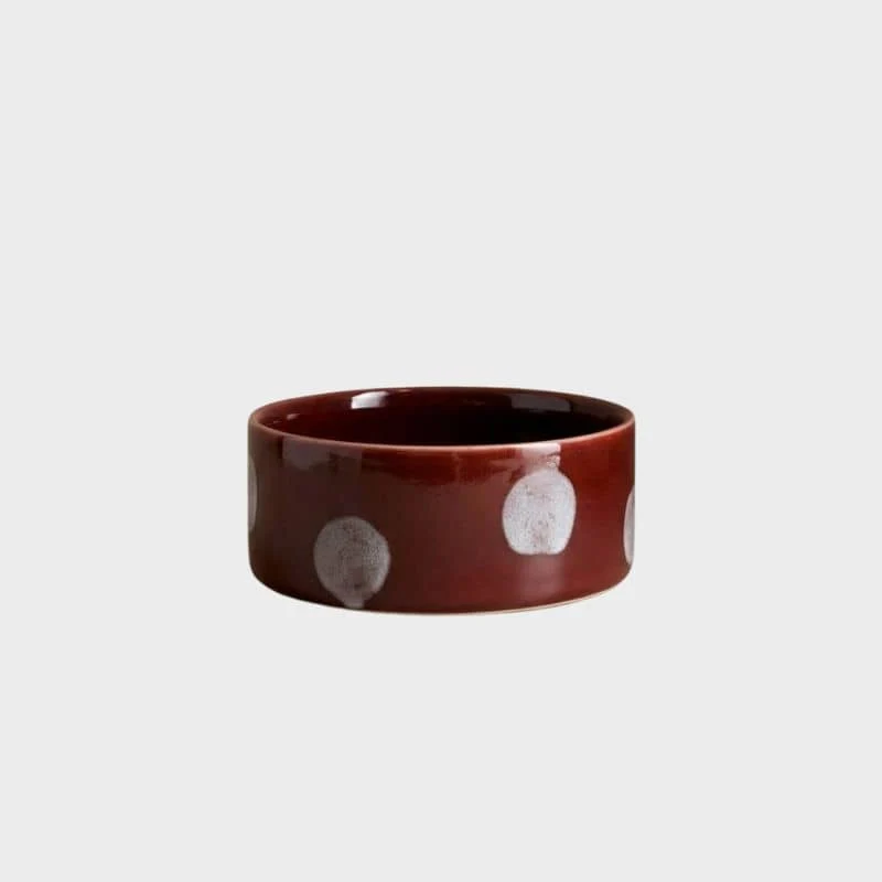 GAMELLE EN CÉRAMIQUE POUR CHIEN - POIS * BORDEAUX
