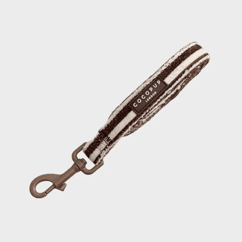 LAISSE POUR CHIEN TISSU ÉPONGE - RAYURES "BROWN & BLUE STRIPES"