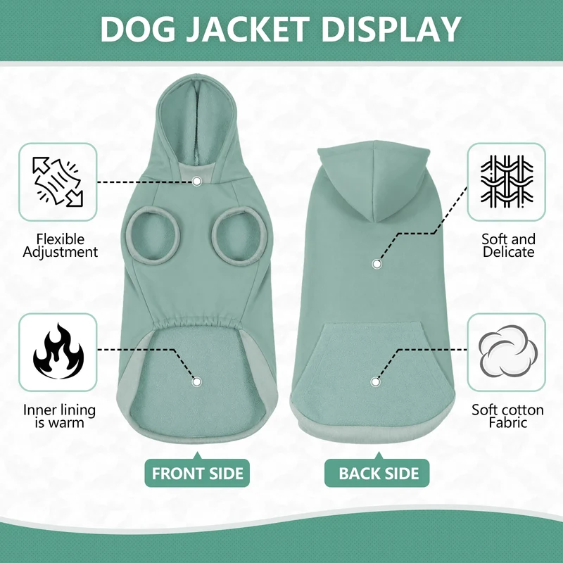 Sweat à Capuche Polaire Enfilable pour Chien Moyen et Grand