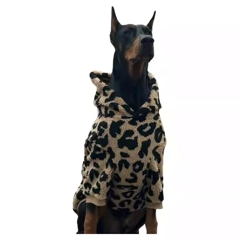 Manteau Sherpa Léopard Chaud pour Grand Chien Doberman