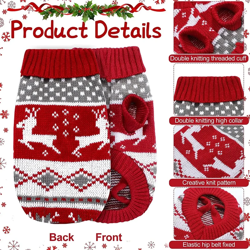 Pull pour Chien Col Roulé Tricot Rayé Rennes