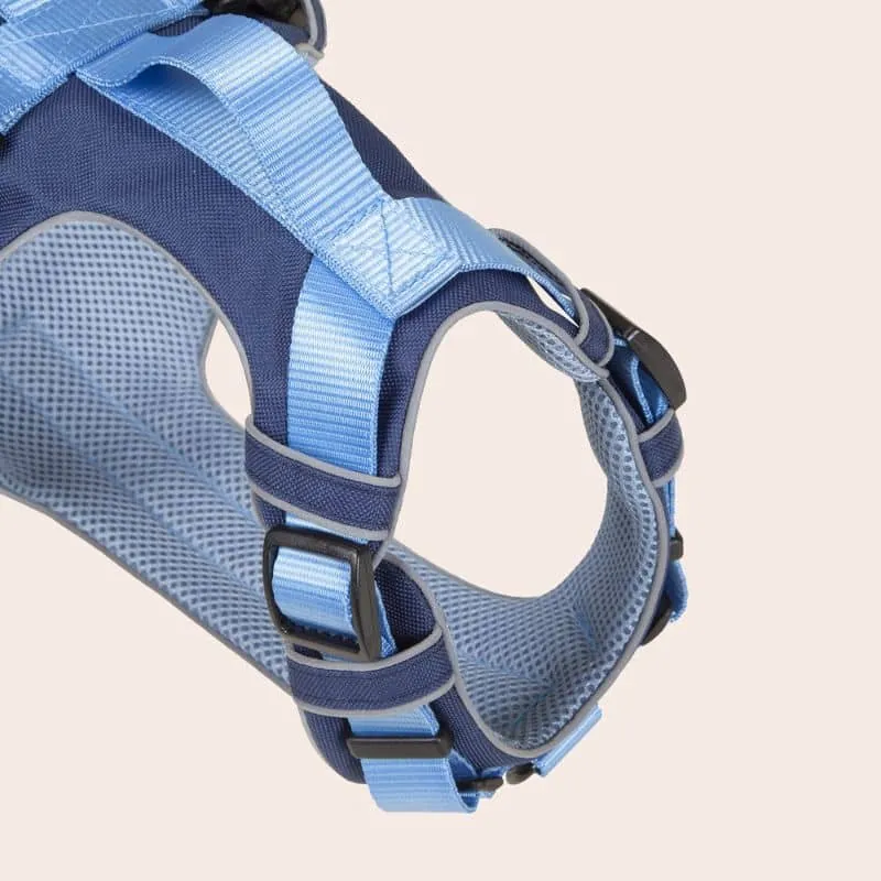 HARNAIS HAUTE VISIBILITÉ AVEC POIGNÉE POUR CHIEN - NÉON BLEU & NAVY