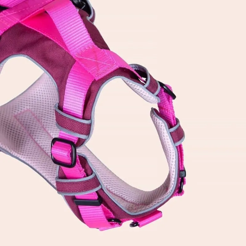 HARNAIS HAUTE VISIBILITÉ AVEC POIGNÉE POUR CHIEN - NÉON ROSE * ÉDITION LIMITÉE LOVE