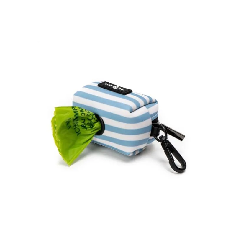 DISTRIBUTEUR DE SACS À DÉJECTION POUR CHIEN - RAYURES BLEUES "SET SAIL"