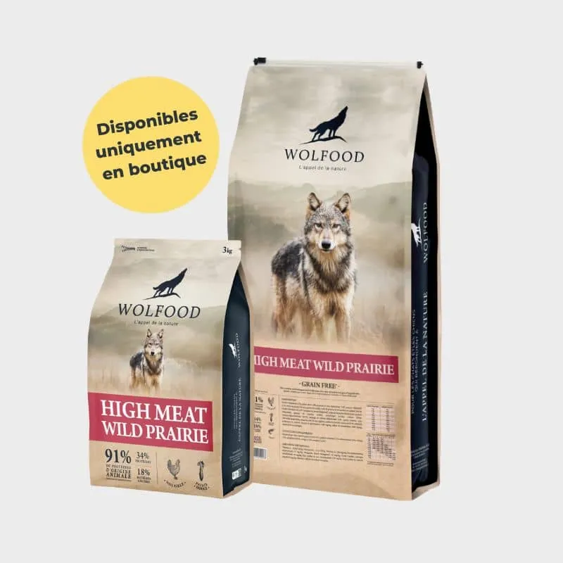 CROQUETTES POUR CHIEN WOLFOOD - HIGH MEAT WILD PRAIRIE (VOLAILLE)