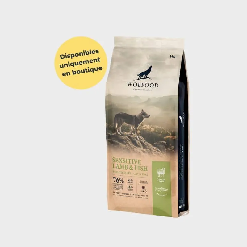 CROQUETTES POUR CHIEN WOLFOOD - SENSITIVE (AGNEAU ET SAUMON)