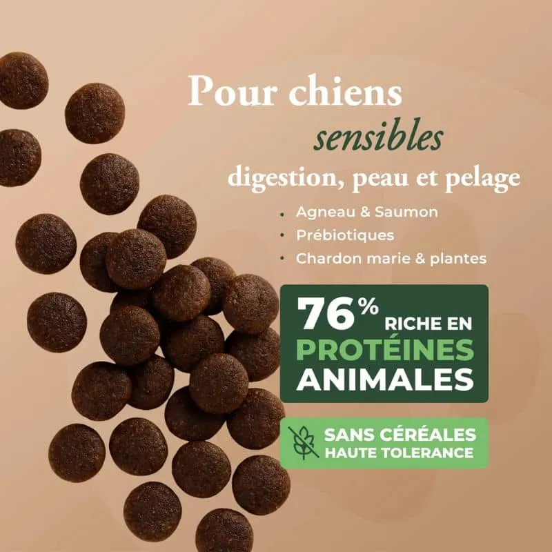 CROQUETTES POUR CHIEN WOLFOOD - SENSITIVE (AGNEAU ET SAUMON)