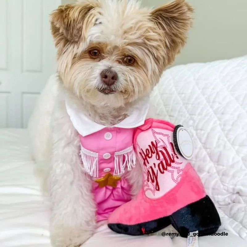 PELUCHE POUR CHIEN - BOTTE DE COWBOY ROSE