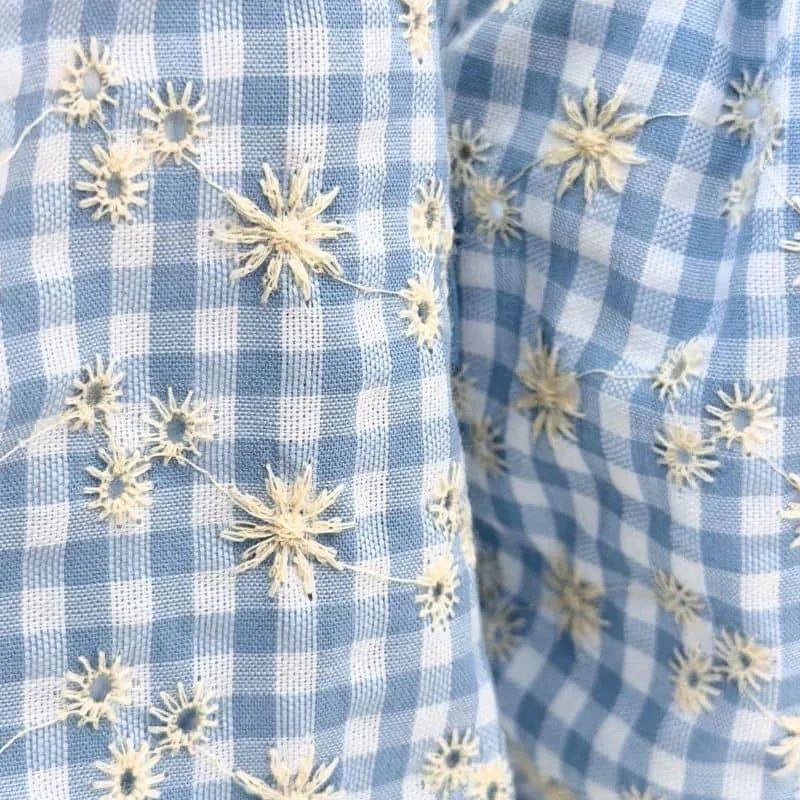 SNOOD POUR CHIEN EN COTON - SEERSUCKER VICHY & BRODERIES ANGLAISES