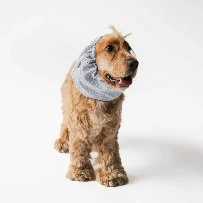 SNOOD POUR CHIEN EN COTON - SEERSUCKER VICHY & BRODERIES ANGLAISES
