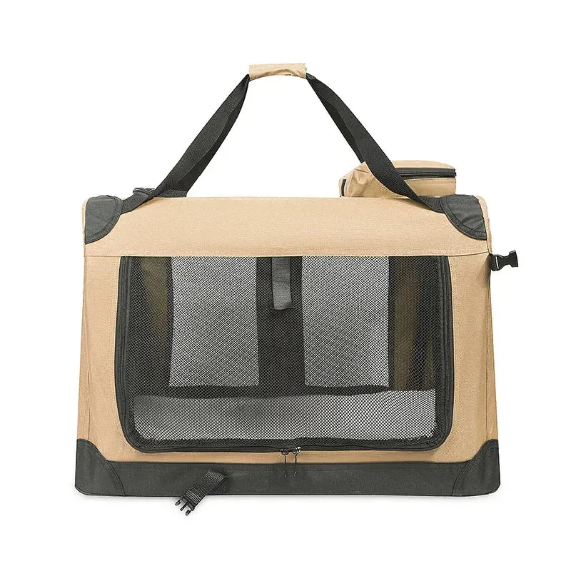 Caisse de Transport Chien Souple Pliable 3 Portes avec Tapis