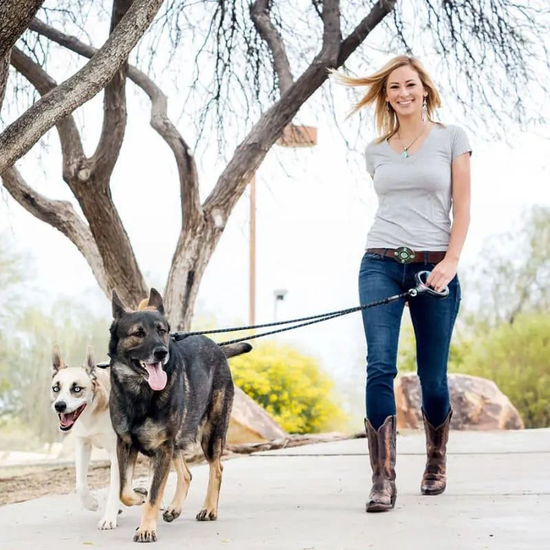 LAISSE DOUBLE RÉFLÉCHISSANTE EN CORDE POUR CHIEN - ANTI-EMMÊLEMENT 360°