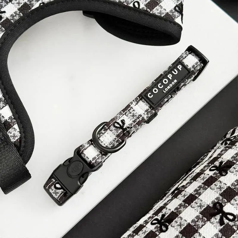 COLLIER POUR CHIEN TISSU - VICHY NOIR & BLANC
