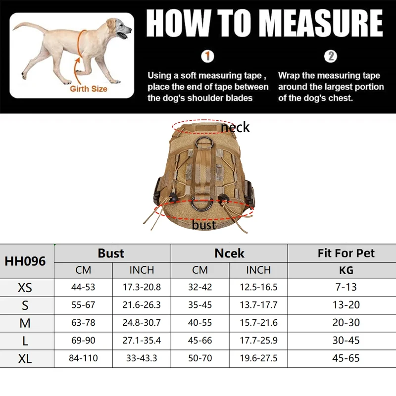 Harnais Tactique Molle Berger Allemand Malinois jusqu'à 65 kg