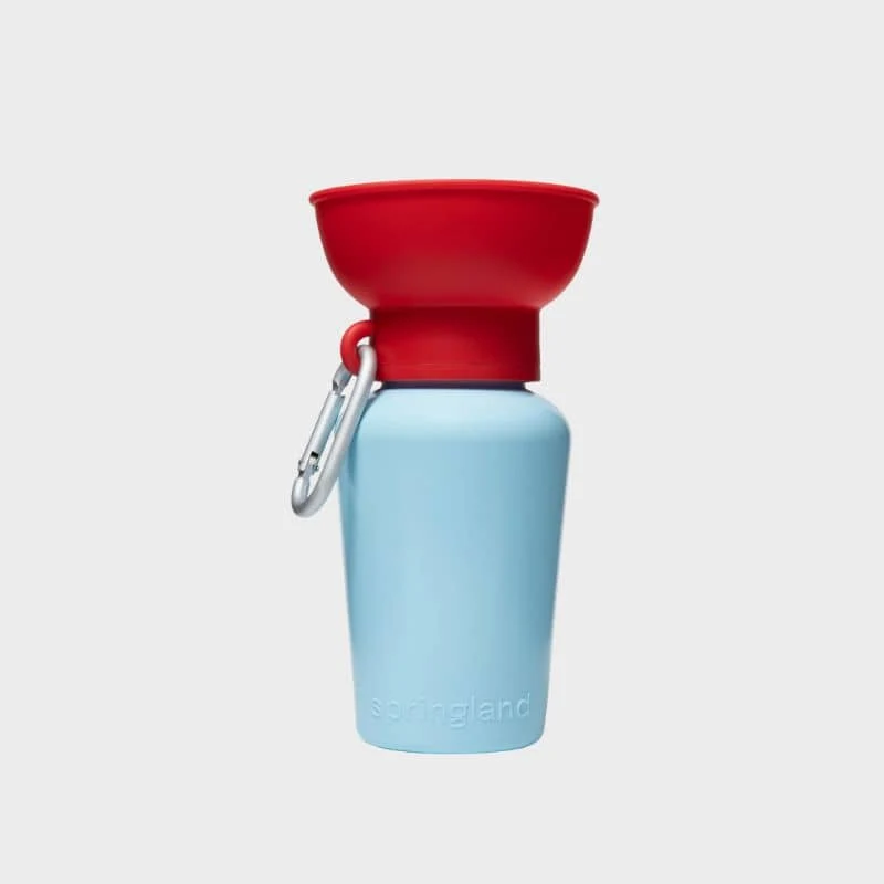GOURDE PORTABLE POUR CHIEN AVEC DISTRIBUTEUR D'EAU RÉTRACTABLE - 590ML * ÉDITION LIMITÉE BICOLORE BLEU & ROUGE
