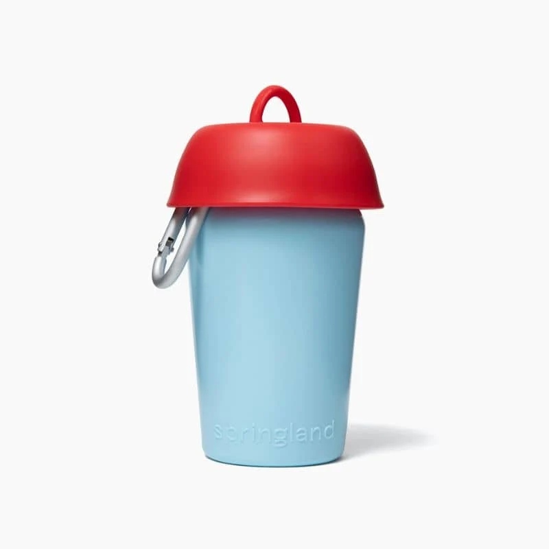 GOURDE PORTABLE POUR CHIEN AVEC DISTRIBUTEUR D'EAU RÉTRACTABLE - 590ML * ÉDITION LIMITÉE BICOLORE BLEU & ROUGE