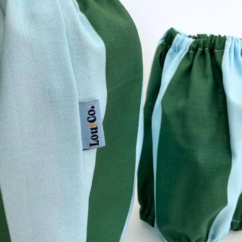 SNOOD POUR CHIEN EN COTON - RAYURES VERT & BLEU