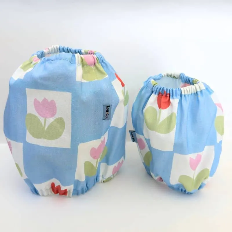 SNOOD POUR CHIEN EN COTON - DAMIER BLEU & TULIPE 🌷