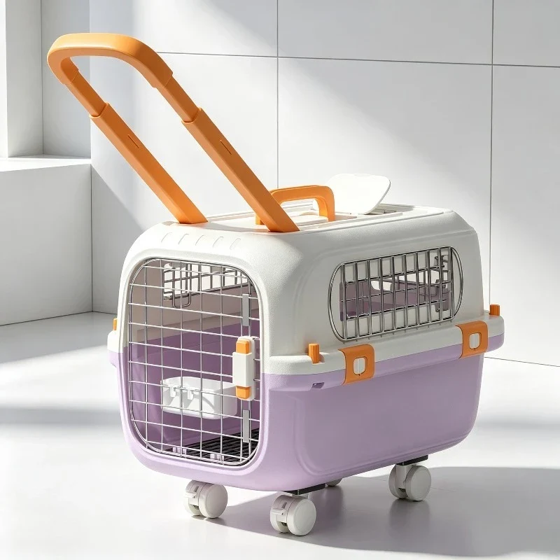 Cage de Transport Chien à Roulettes Poignée Télescopique