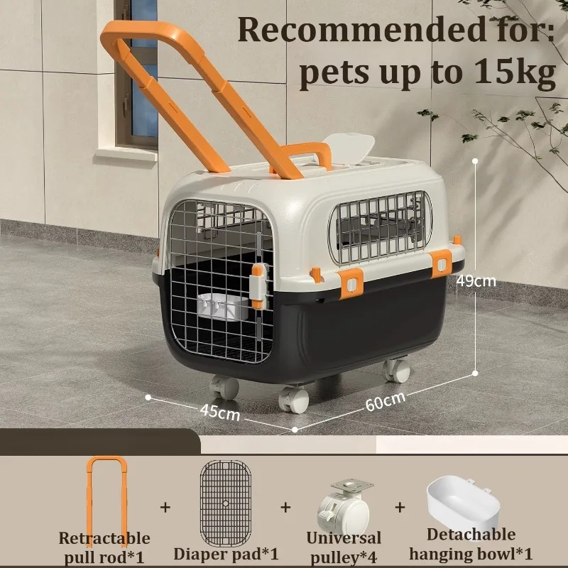 Cage de Transport Chien à Roulettes Poignée Télescopique