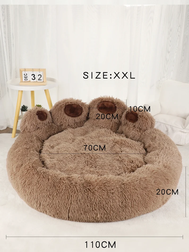 Lit Rond pour Grand Chien Forme Patte d'Ours 110 cm
