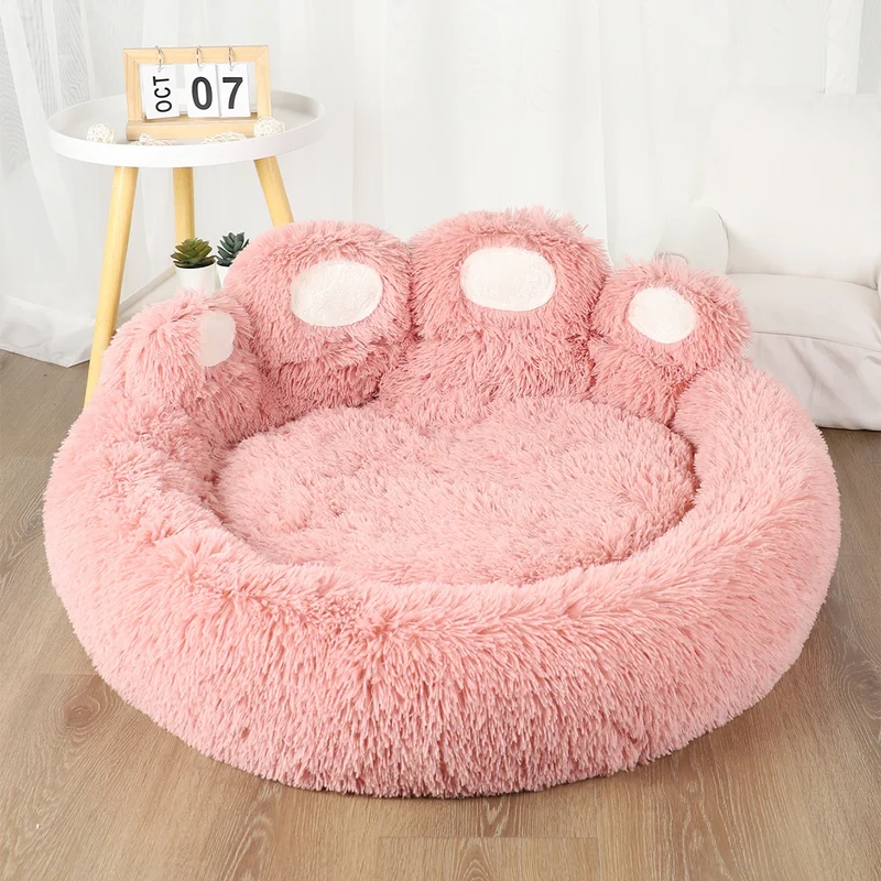 Lit Rond pour Grand Chien Forme Patte d'Ours 110 cm