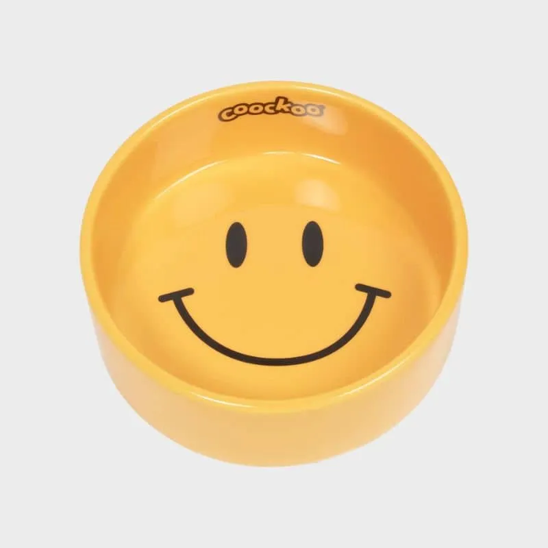 GAMELLE EN CÉRAMIQUE POUR CHIEN - SMILEY JAUNE 🙂