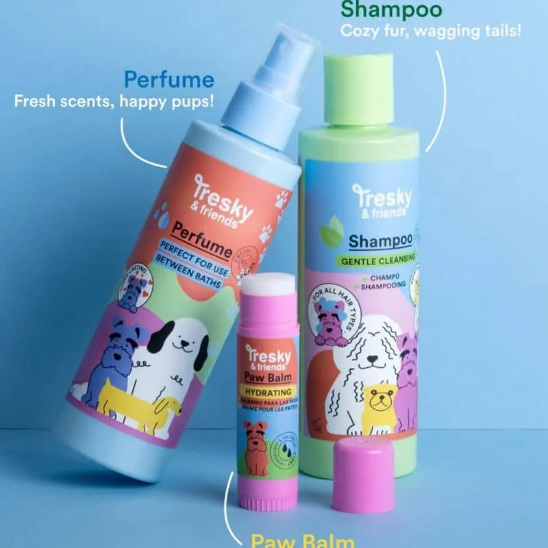TROUSSE DE TOILETTE POUR CHIEN - SHAMPOING, PARFUM, BAUME & BROSSE